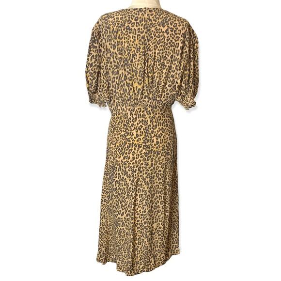 Faithfull The Brand Marie Louise Midi Dress leopard animal print sz 10 - Picture 3 of 7